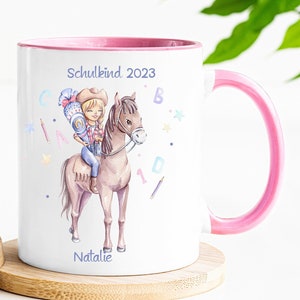 Gobelet émaillé écolier 2023/sac à sucre équitation fille/cadeau pour scolarisation rose/
