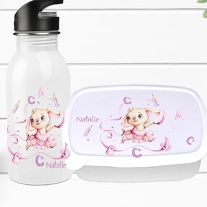 Boîte à lunch pour scolarisation lapin lettre fille/bouteille/bouteille d'eau écolier cadeau enfant