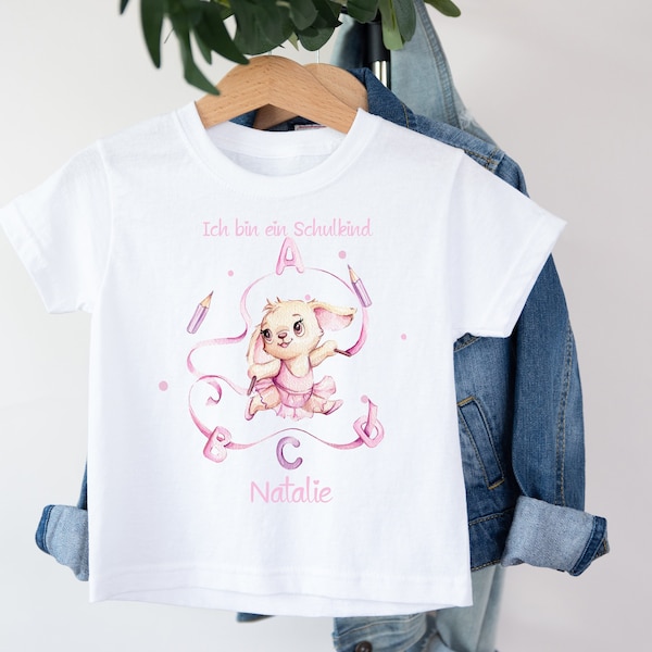 Einschulung Shirt Ballerina/ A B C / Buchstaben / Hase/ Mädchen Einschulung/ Geschenk