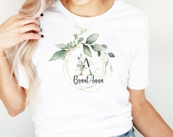 Junggesellinnenabschied Shirt,  Eukalyptus / gold / Outfit Braut Geschenk/ JGA Bride Shirt/ Shirt für die Braut/