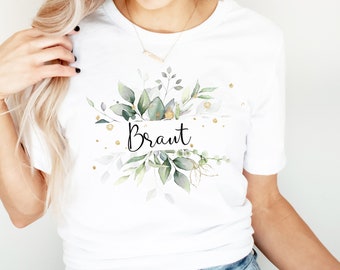 JGA bride tshirt, bachelorette party shirt, eucalyptus / gold / outfit braus gift