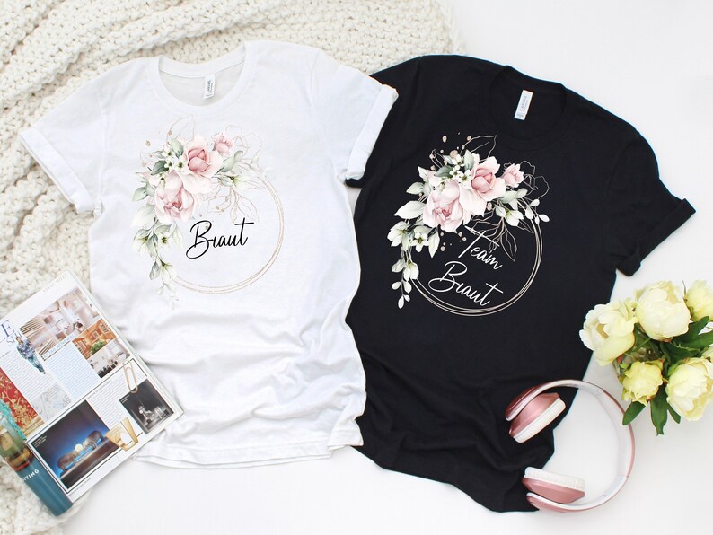 Junggesellinnenabschied T-Shirt/ JGA Team Braut/ Braut/ Eukalyptus/ gold/ Braut Geschenk/ Beste Freundin/ rose gold Bild 1