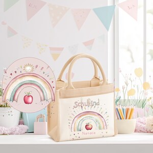 Sac enfant personnalisé pour la scolarisation | Cadeau pour écolier fille garçon | Sac en jute de première classe