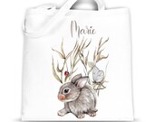 Fabric bag, change bag with motif, nursery bag, change linen for girls, bunny, Easter,