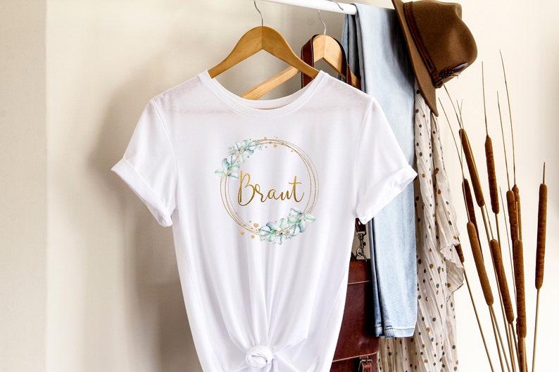 JGA und Braut Shirt / Braut Hochzeit/ Junggesellenabschied T-Shirt Blumenkranz Braut/ Team Braut Shirt JGA / T-Shirt Bride Braut/ Hochzeit Bild 5