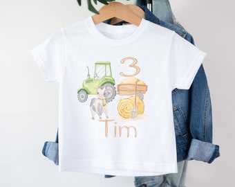 Geburtstagsshirt Junge Traktor Bauernhof / Geschenk Geburtstag Shirt / Kuh Tiere