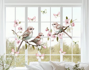 Fensterbild  Frühlingsdeko / Wiederverwendbares Fensterbild/  Selbstklebende Fensterfolie Frühling