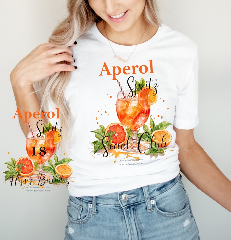 Shirt mit Aperol Peronalisiert / T-Shirt für Partys / Geschenk Sommer/ Holy Aperoli / Team Aperol / Geburtstag 18 Bild 2