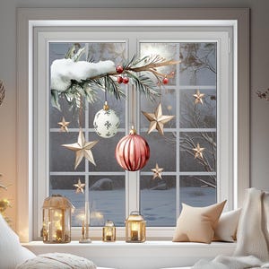 Window picture Christmas decoration / Reusable window picture / Christmas / Candle wreath Christmas wreath