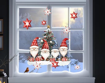 192 Weihnachts-Fensterbilder Selbstklebend - Wiederverwendbare Aufkleber Mit Weihnachtsmotiven, Elektrostatisch Haftend