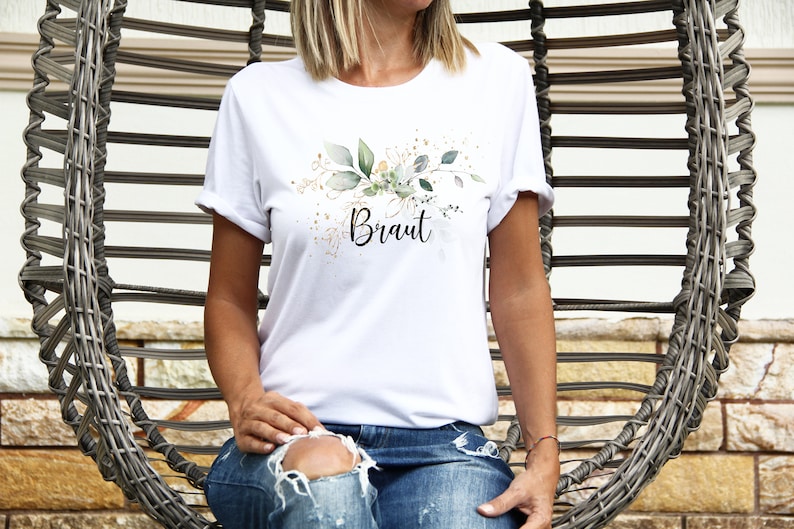 Junggesellinnenabschied Shirt, Eukalyptus / gold / Outfit Braut Geschenk/ JGA Bride Shirt Bild 5