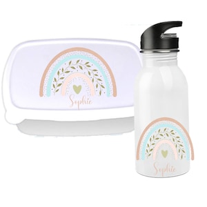 Bouteille à boire, boîte à lunch bouteille enfants, cadeau arc-en-ciel pour la maternelle, personnalisé, bouteille à boire enfant scolaire, boîte à lunch enfants