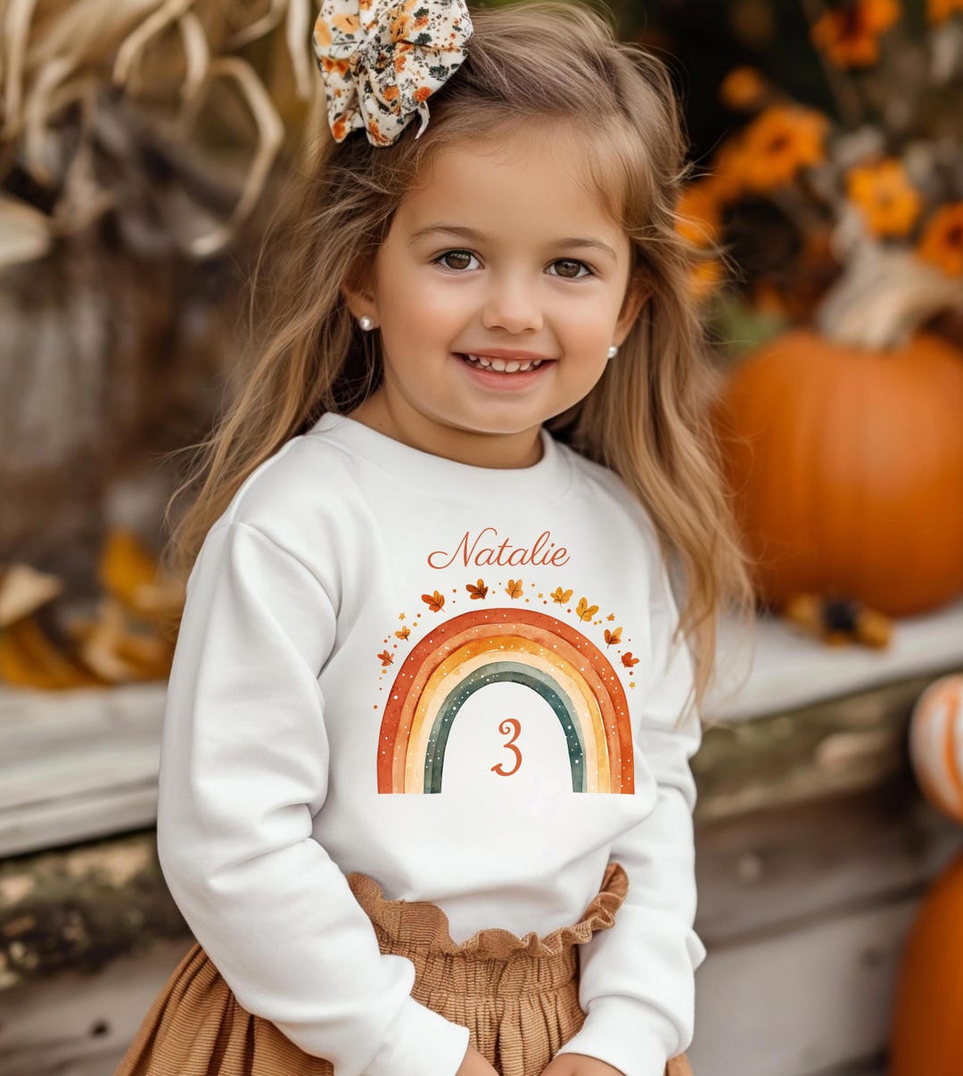 Iron-on Image With Name and Number, Personalized, Rainbow, Autumn ...