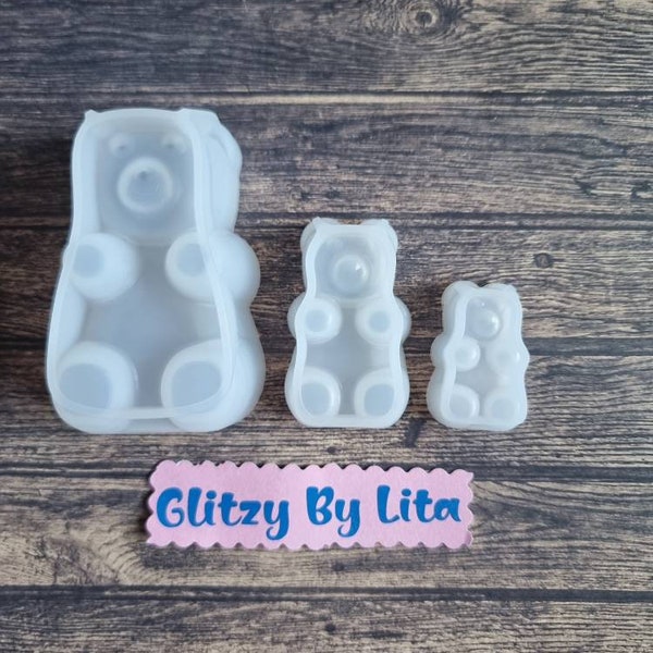 Small medium Large Size gummy bear molds for resin crafts keyrings chocolate making clear white molds