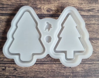 Large Christmas Tree shaker mold 2 parts front and back for resin keyrings