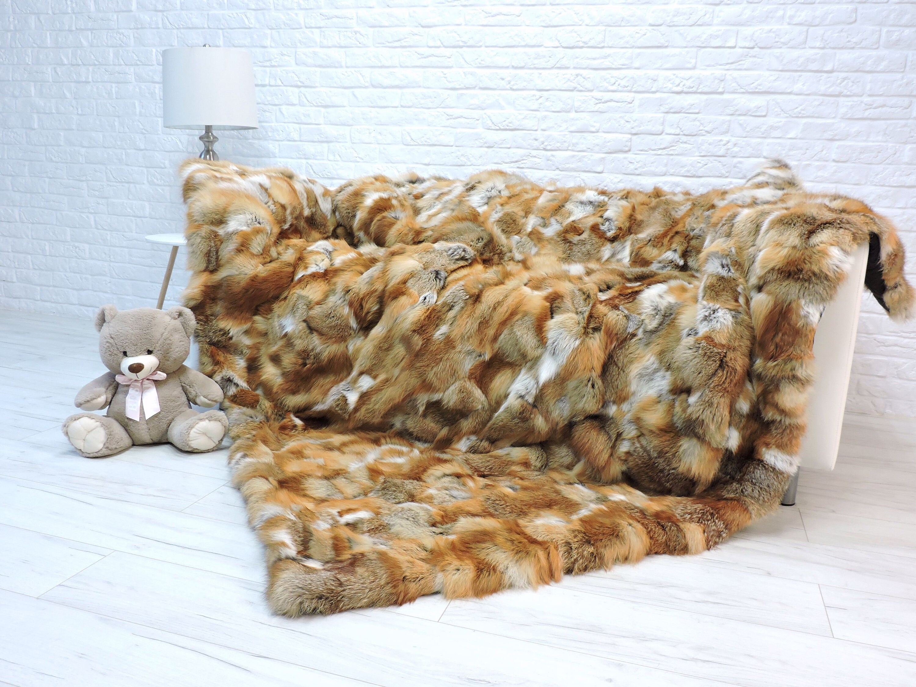 Luxury real fur throw king fur blanket red fox fur Etsy