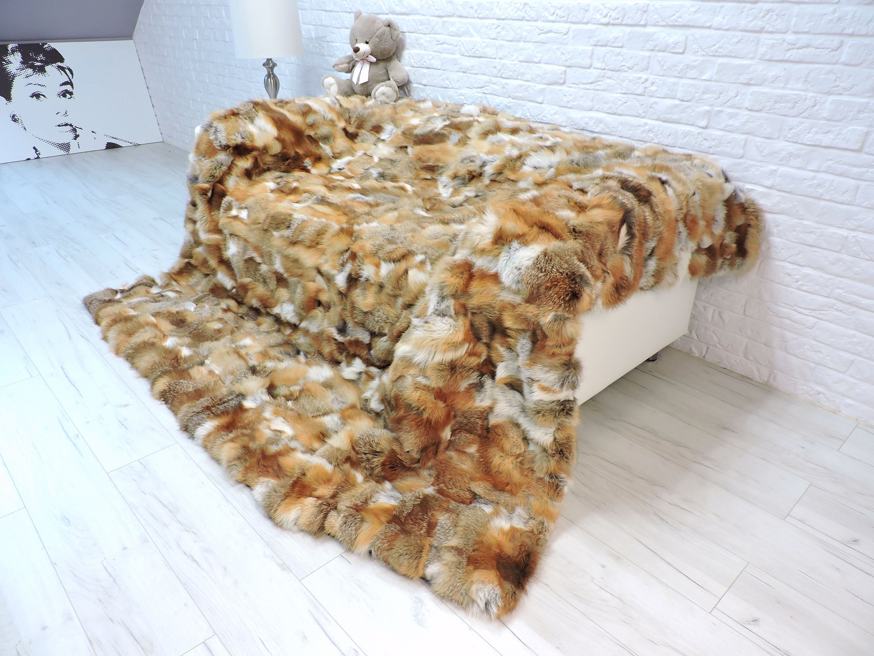 Luxury real fur throw king fur blanket red fox fur Etsy