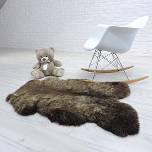 Real sheepskin rug, area rug, dense fleece large sheepskin, cream brown genuine sheepskin, thick soft fur throw, chair bench cover 150/1