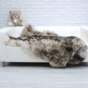 Reuze schapenvacht, wit zwart massief echte schapenvacht, dik dicht fleece tapijt, hoogpolig tapijt, bontdeken, bankstoelhoes 54/1