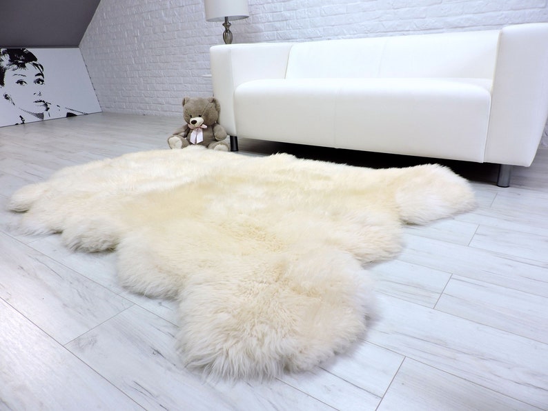 Bear Skin Rug White Genuine Sheepskin Rug GIANT Area Rug Etsy