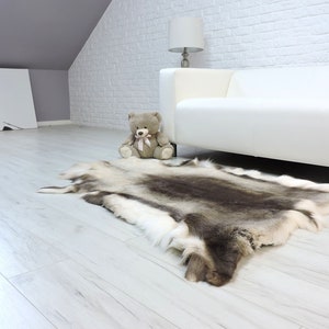 Reindeer hide rug, real reindeer skin, genuine leather rug, christmas gift and decor, real reindeer, scandinavian decor, Arctic sourced 111