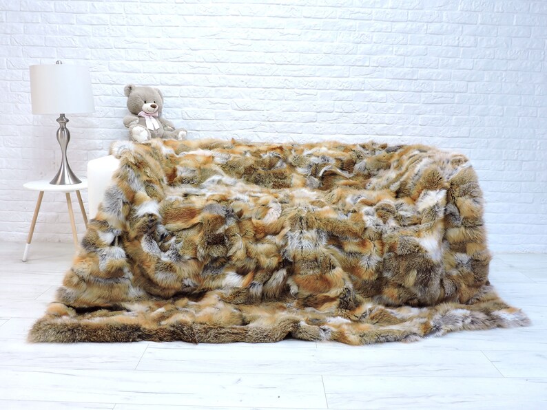 Luxury Real Red Fox Fur Throw King Fur Blanket Genuine Red Etsy
