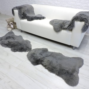 Bargain ! Real slate grey sheepskin rugs, 4- pack, four grey single sheepskin rugs, DEAL, comfort and style, christmas gift idea, 128/1