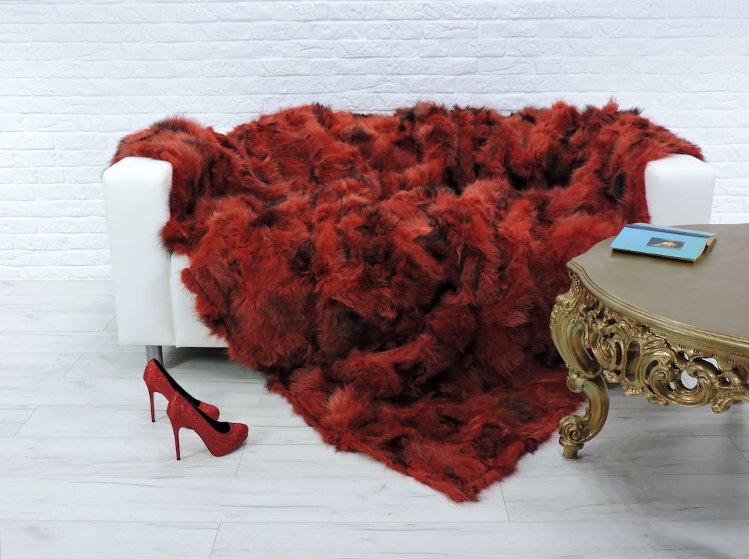 Luxury Real Fur Throw, King Fur Blanket, Raccoon Fur, Patchwork Fur