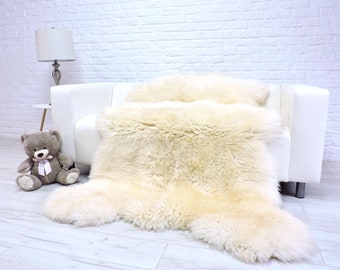 Tappeto Pelle Di Pecora Beige Made In Italy - 100/110 Cm, Morbido E Naturale - Foto 9