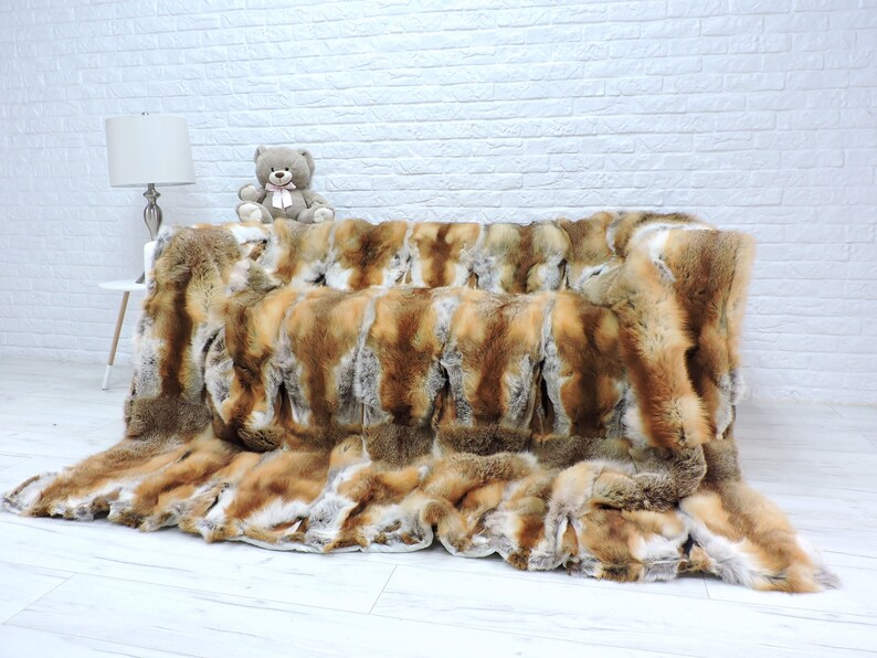 Luxury Real Red Fox Throw KING Fur Blanket 24 Whole Fox Etsy
