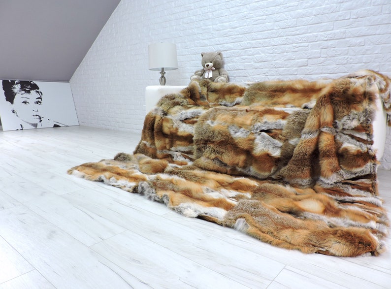 Luxury Real Red Fox Throw KING Fur Blanket 24 Whole Fox Etsy