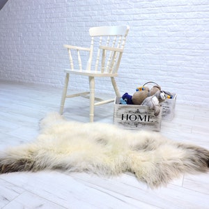 Sheepskin rug, area rug, shag rug, fur rug, brown beige genuine sheepskin, large sheepskin, leather rug, farmhouse decor, chair cover 536