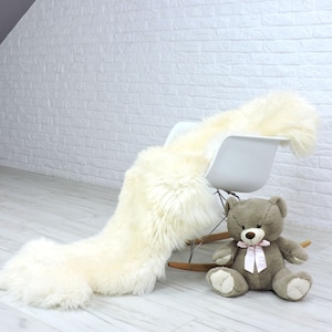 Sheepskin rug, shag rug, fur rug, area rug, double sheepskin rug, fur throw, leather rug, bedroom rug, white genuine sheepskin, kids rug 268