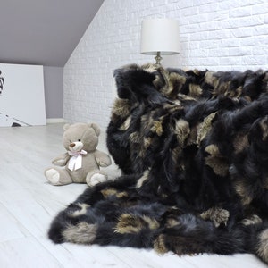 Beige Fox Fur Blanket, Real Fur Blanket , Fur Trow, Real Fur Throw, Fox Fur  Throw 