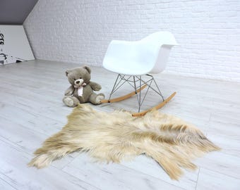 Real Icelandic Sheepskin Rug: Cream Caramel Shag Fur Throw