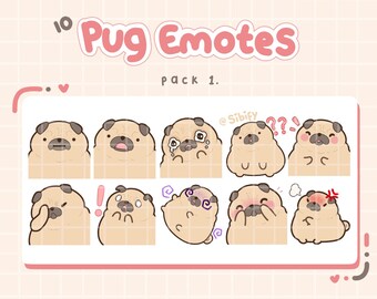Pug Emotes, Twitch / Discord, premade, ready to use