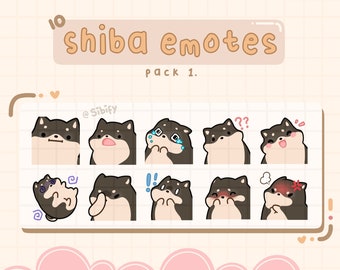 Shiba Emotes, black, Twitch / Discord, premade, ready to use
