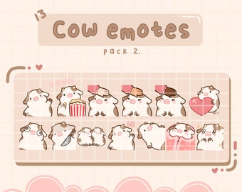 Cow Emotes, Brown, Twitch / Discord, premade, ready to use
