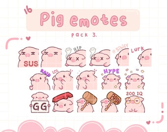 Pig Emotes, Twitch / Discord, premade, ready to use