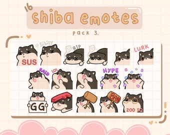 Shiba Emotes, black, Twitch / Discord, premade, ready to use