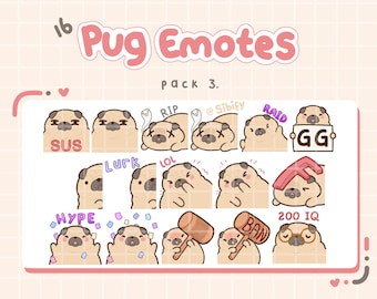 Pug Emotes, Twitch / Discord, premade, ready to use