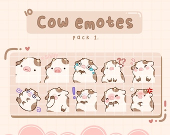 Cow Emotes, Brown, Twitch / Discord, premade, ready to use