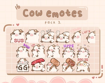 Cow Emotes, Brown, Twitch / Discord, premade, ready to use