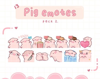Pig Emotes, Twitch / Discord, premade, ready to use