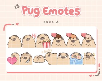 Pug Emotes, Twitch / Discord, premade, ready to use