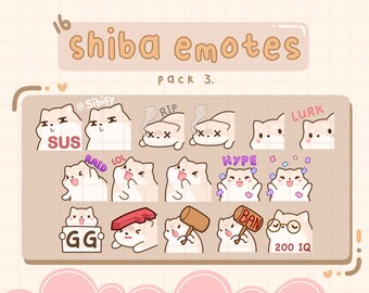 Shiba Emotes, cream, Twitch / Discord, premade, ready to use