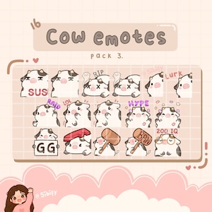 Cow Emotes, Twitch / Discord, premade, ready to use