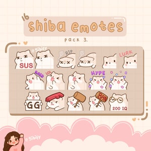 Shiba Emotes, cream, Twitch / Discord, premade, ready to use