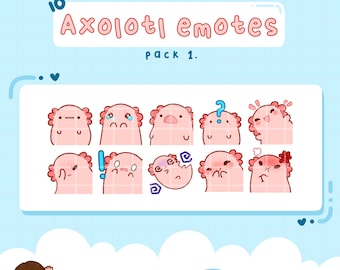 Axolotl Emotes, Twitch / Discord, premade, ready to use