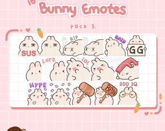 Bunny Emotes, cream, Twitch / Discord, premade, ready to use